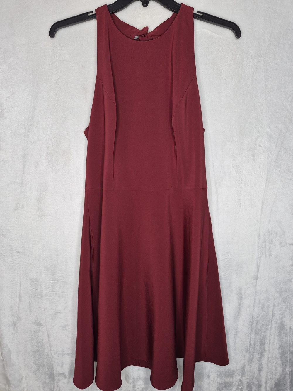 Gal Meets Glam Helen Bow Back Fit & Flare Dress Burgundy Wine Petite 12P
